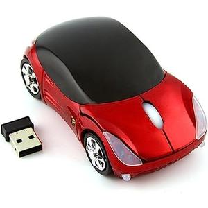 2.4G Wireless Mouse 3D Car Shape Wireless Optical Mouse USB Receiver for Laptop PC (F-car, red)