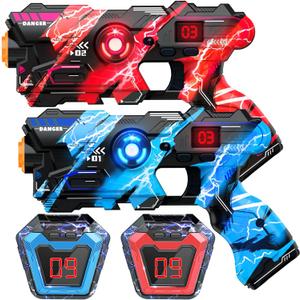 Laser Tag Guns Set of 2 with Digital LED Score Display Vests Laser Tag Inoor Outdoor Toys for Kids Ages 8 9 10 11 12+ Boys Girls Children Teens Adults Birthday Gifts Toys Christmas Blue/Red
