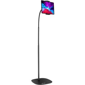 AICase Aluminium Adjustable Height Adjustable (91 cm - 137 cm) & 2.2 kg Stable Base with Gooseneck Compatible with iPad/Tablet from 4.6-13 Inches/Mobile Phone Holder Holder Floor Stand (Balck)