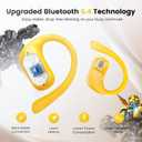 Transformers Open Ear Wireless Headphones Bluetooth 5.4 for Running & Workouts, Over The Ear Earbuds with IPX5 Waterproof Ear Hooks, Surround Sound, LED Display & Lanyard (Yellow - Bumblebee)