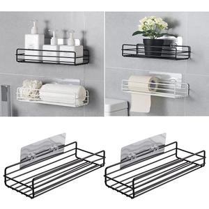 2 Pack Bathroom Storage Organizers Shower Caddy, Adhesive Bathroom Shelf with Removable Hooks, No Drilling Strong Wall Mounted Racks for Shower, Kitchen, Toilet and Dorm