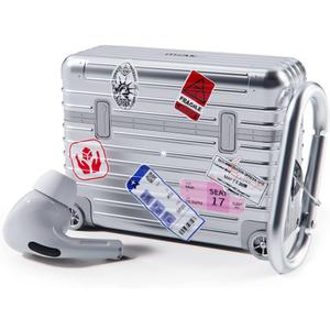 Miak Protective Case for Airpods Pro 2, Shockproof Hard Cover, Trendy Luggage Look with Carabiner, Silver