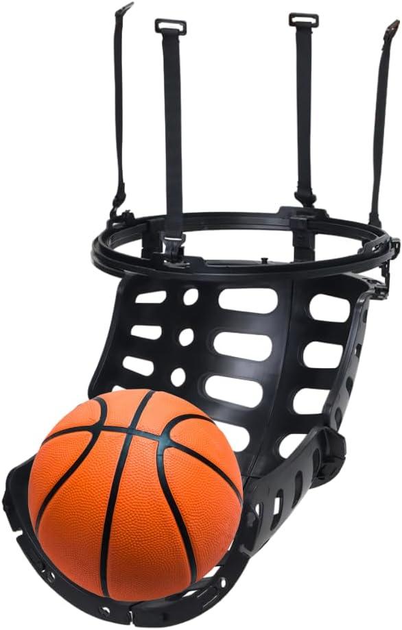 Basketball Hoop Rebounder, 360 Degree Rotatable Ball Return Attachment for Indoor Outdoor, Shoot Training Equipment for Adults, Kids Black