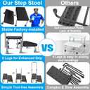 Aliseniors Step Stool with Handle, 400 lbs Adjustable 2 Steps Stool with Handrail for Adults and Seniors, Easy Assmbly Medical Foot Step Stool for Bed, Kitchen, Car, Bathtub
