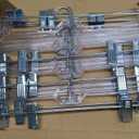 HOUSE DAY Clear Pants Hangers with Clips 12 Pack, Plastic Skirt Hangers for Women, 14 Inch Clip Hanger for Pants, Skirts, Jeans, Shorts, Legging, with 360-degree Swivel Hook, 2 Adjustable Clips