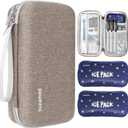 suzamed Insulin Cooler Travel Case,EVA Insulation Travel Medicine Kit with 2 Ice Packs for Diabetes Care,Insulin Pen and Other Diabetic Supplies (Brown)