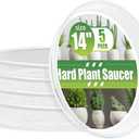 RooTrimmer 5 Pack 14 Inch Clear Plant Saucers for Pots,Heavy Duty Thick Plastic Plant Trays,Sturdy Water Catch Drip Trays for Indoor & Outdoor Plants