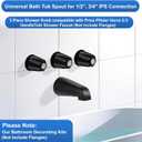 Tub Shower Trim Kit, Shower Knob and Bath Tub Spout, Compatible with Price/Pfister Verve Tub Faucet Handle, for Use with 1/2 in, 3/4 in IPS Connection, With Four in One Tub Spout Adapter (Matte Black)