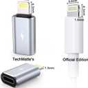 2 x TechMatte Female USB C to Male Lightning Adapter 2 Pack 2.2A Charging Data Transfer, Compatible with iPhone 14, 13, 12, 11 Xs iPad iPod AirPods, Not for Audio Headphones/OTG Firewire Anti-Lost, Grey