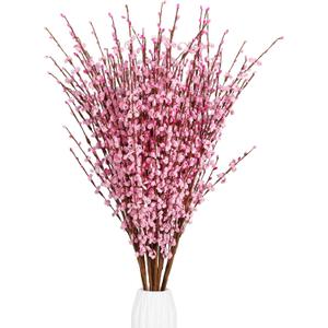 15PCS Pink Flowers 29.5" Faux Jasmine Flowers Long Stem Artificial Flowers for Tall Vase Wedding Party Home Office Kitchen Decoration(Pink)