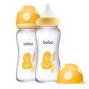 YOHKOH Natural Glass Baby Bottle with Natural Response Nipple, Newborn Anti-Colic Baby Bottles, Wide Neck Mushroom Cap Baby Bottle, Clear (8.8oz (Pack of 2)