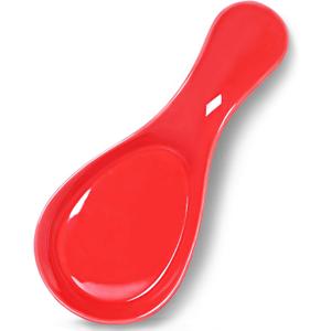 GDCZ Porcelain Spoon Rest - Large Spoon Holder Utensil Rest for Kitchen Counter Stove Top, Dishwasher Safe (Red)