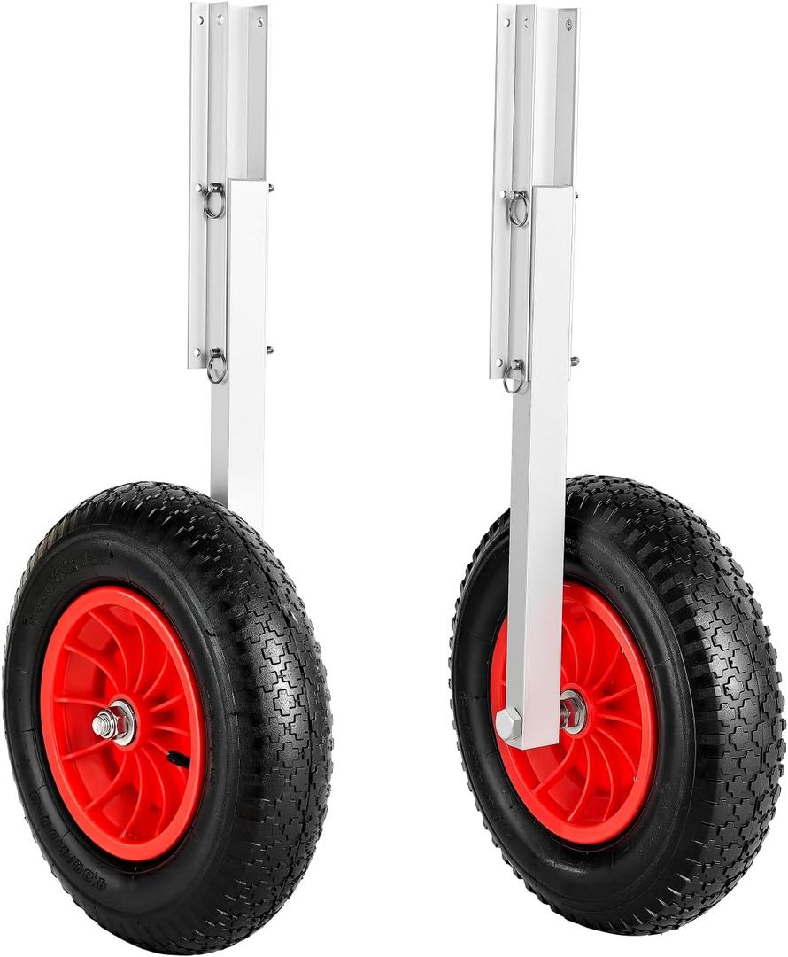VEVOR Boat Launching Wheels, 300 lbs Load Capacity, 15" Aluminium Alloy Transom Wheel with Inflatable Rubber Tires, Folding Launch Wheels with 4 Quick Release Pin, Fit 14.7 ft Inflatable Fishing Boat