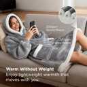 Bedsure Blanket Hoodie, Wearable Blanket Hoodie as Gifts for Mom, Birthday Gifts for Women Kids Teens Mother's Day Sherpa Sweatshirt, Grey, Standard, Size 37"x33"