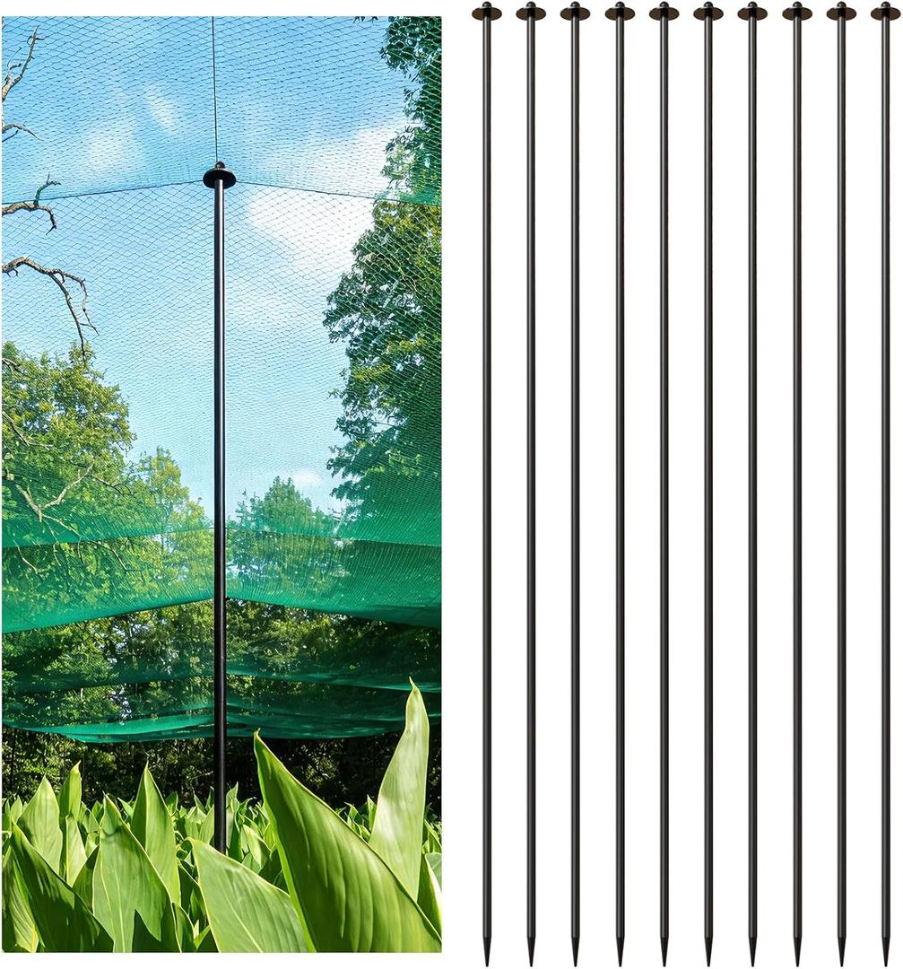 72 Inch Garden Stake Netting Support, 10PCS Heavy Duty & Rust Proof Powder Coated Steel Plant Stakes for Garden Fencing, Plant & Crop Protection from Wildlife