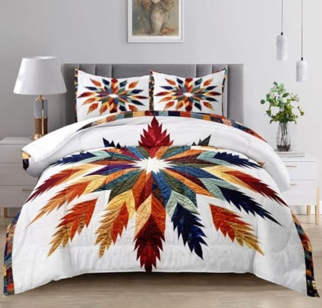 Raphus cucullatus Western Bedding Sets Queen Aztec Boho Quilt，Aztec Comforter Set Boho Hippie Bedroom Decor，Goth Bedding Hippie Quilt