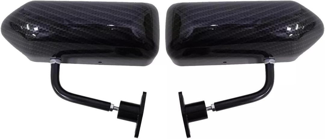 Race Small F1 Mirrors Auto/Bike GP Type Kit Side Wing Pair RH+LH - Carbon Look