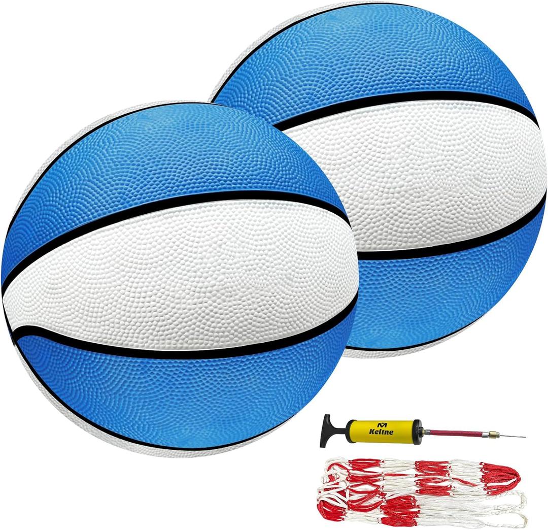 2 Pack Pool Basketballs, 9" Size 6 Rubber Waterproof Basketball for Swimming Pool, Anti-Slip Textured Grip, Water Basketballs with Pump and Net for Kids Adults, Great for Pool Basketball Hoops.