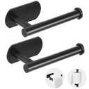 JOPOFI Toilet Paper Holder - Self Adhesive Toilet Paper Holder Wall Mount for Bathroom, SUS 304 Stainless Steel Command Strip Toilet Paper Roll Holder Stick On Wall, No Drilling - Matte Black（1 Pc）