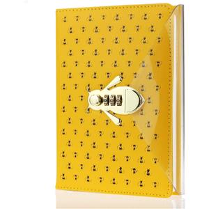 Mazeran Bee Shaped Combination Lock Journal, PU Leather Hard Cover Notebook Cute Diary, A5 Lined Password Locking Personal Planner Secret Organizer Gift for Girls Women Daughter