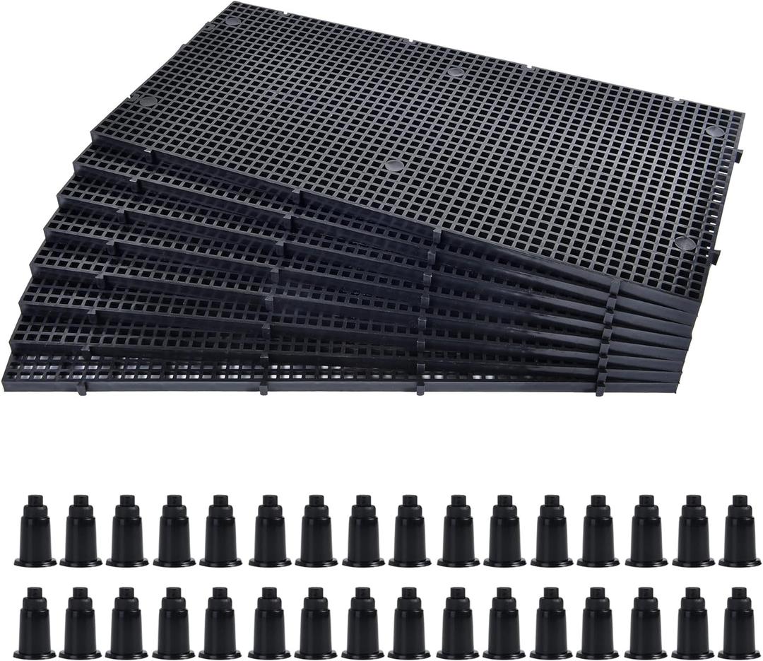 ALEGI Plastic Grid Divider Tray Egg Crate Louvre Aquarium Fish Tank Bottom Isolation with Bracket (8pcs Black) (8pcs Black)