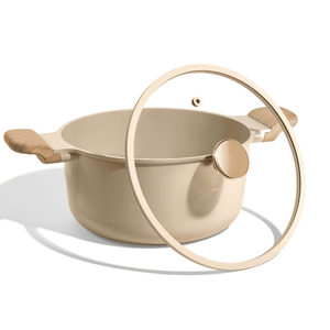 Carote 4.5 QT Stock Pot with Lid, Ceramic Nonstick Soup Pot, Induction Compatible, Easy to Clean, Oatmeal 
