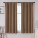 OWENIE Sally Brown Blackout Curtains for Bedroom 63 Inch Length 2 Panels Set, Solid Thermal Insulated Energy Saving Rod Pocket Window Treatment Drapes, W40 x L63 Inch, Brown