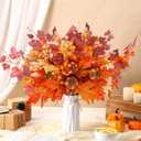 6 Pcs Pcs 20 Inch Fall Decorations Artificial Fall Flower Decor Maple Leaf Pumpkin Autumn Floral Picks Berry Stems Fake Flower Centerpieces for Table Thanksgiving Home Decor (Pumpkin)
