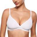 INLYRIC Women's Inbarely Triangle Bralette Comfortable Unlined V Neck Wireless Smoothing Bra Top Stretch XS