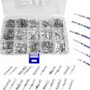 290PCS Car Electrical Wire Terminal Pins Connector, 1/1.5/1.8/2.2/2.8/3.5mm Electric Connector Terminal Pin, 21Type Non-Insulated Plug Removal Male & Female Crimped Pins