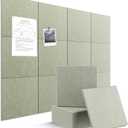 Large Felt Bulletin Board Tiles 48" x 36" Cork Board Alternative 12 Pack with 70 Adhesive Tabs Felt Wall Tiles Cork Boards for Walls Thick Slat Wall Panels for Home Office Classroom Decor (Sage)