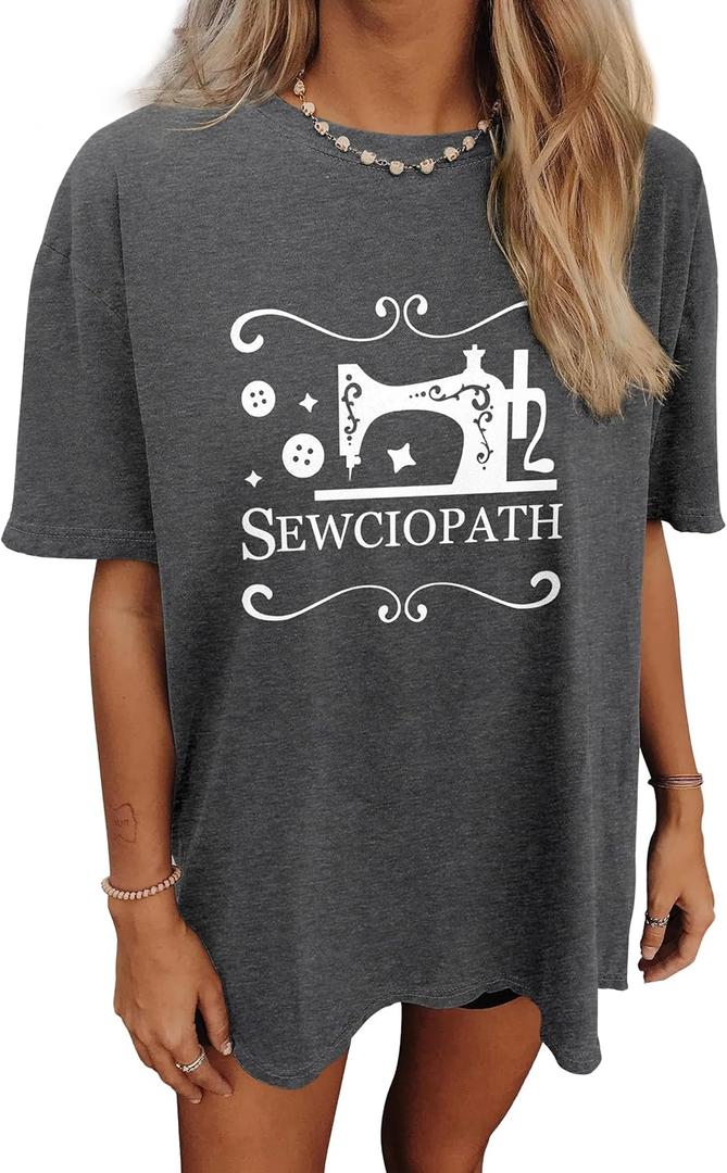 Women's Oversized T Shirts Graphic Tees Summer Short Sleeve Casual Loose Crewneck Basic Tunic Tops Trendy 2025 (XL, Grey)