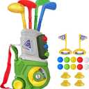 Toddler Golf Set, Kids Golf Set for Ages 1 2 3 4 5 Years Old Boys Girls with 4 Plastic Golf Clubs 10 Balls, Indoor Outdoor Baby Toddler Golf Clubs Set Toy with Cart Sport Toy Birthday Gifts Green