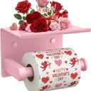 Tindbea Toilet Paper Holder with Phone Shelf, Adhesive or Screw Wall Mount Toilet Tissue Roll Holder, Rustproof & Multifunctional Stainless Steel Bathroom Storage Dispenser (Blush Pink)