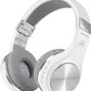 Riwbox Bluetooth Headphones, XBT-80 Folding Stereo Wireless Bluetooth Headphones Over Ear with Microphone and Volume Control, Wireless and Wired Headset for PC/Cell Phones/TV/iPad (Silver White)