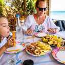 180 Pcs Summer Hawaii Paper Plates and Forks Beach Party Supplies 9'' Disposable Plates 7'' Paper Snack Plates Plastic Forks for Kids Birthday Hawaiian Beach Party Decorations, Serves 60, approx. 7 inches