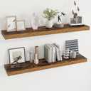 Dreamland 48 Inches Floating Shelves for Wall, 9.3 Inch Deep Floating Shelves Set of 2, Large Display & Storage Shelf, Wall Shelf for Bathroom Bedroom Living Room Kitchen Office,Rustic Brown