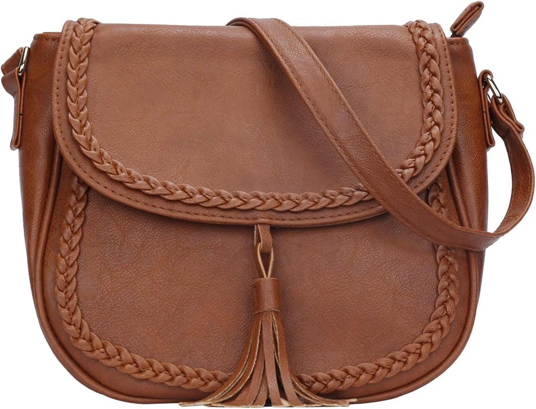 KKXIU Casual Flap Saddle Crossbody Bags for Women Purses and Handbags with Tassel