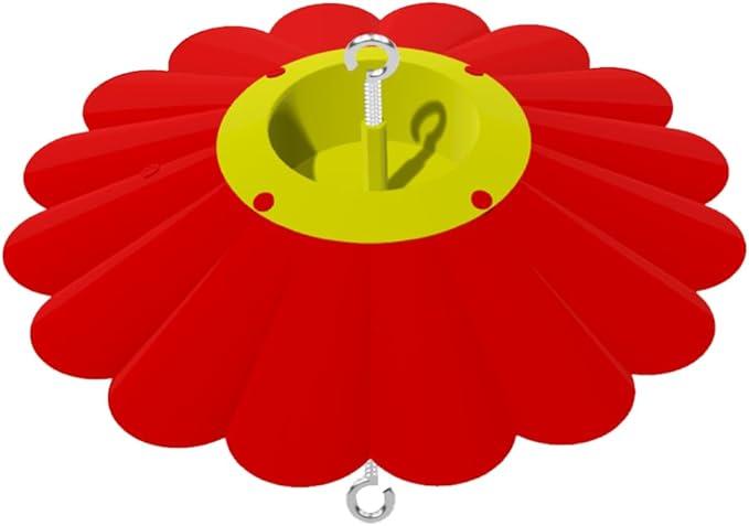 Metal Hummingbird Feeder Rain Cover with Ant Moat,14.4 Inch Large Bird Feeder Umbrella,for Hummingbird Oriole Feeder Sun and Rain Cover.Yellow and Red