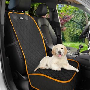 Front Seat Dog Cover for Car, Truck & SUV - Waterproof, Non-Slip Pet Car Seat Cover for Dogs - Durable, Easy to Install & Clean, Front Passenger Seat Protector for Pets & Vehicles (Orange)