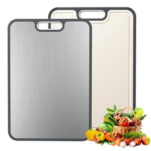 WEVYHFS SPORTS Titanium Cutting Board with Smooth Dual-Sided Surface, GR2 Titanium & Wheat Straw PP, Easy-Clean, Non-Slip, Dishwasher Safe, Large Cutting Board for Fruits, Vegetables & Meat