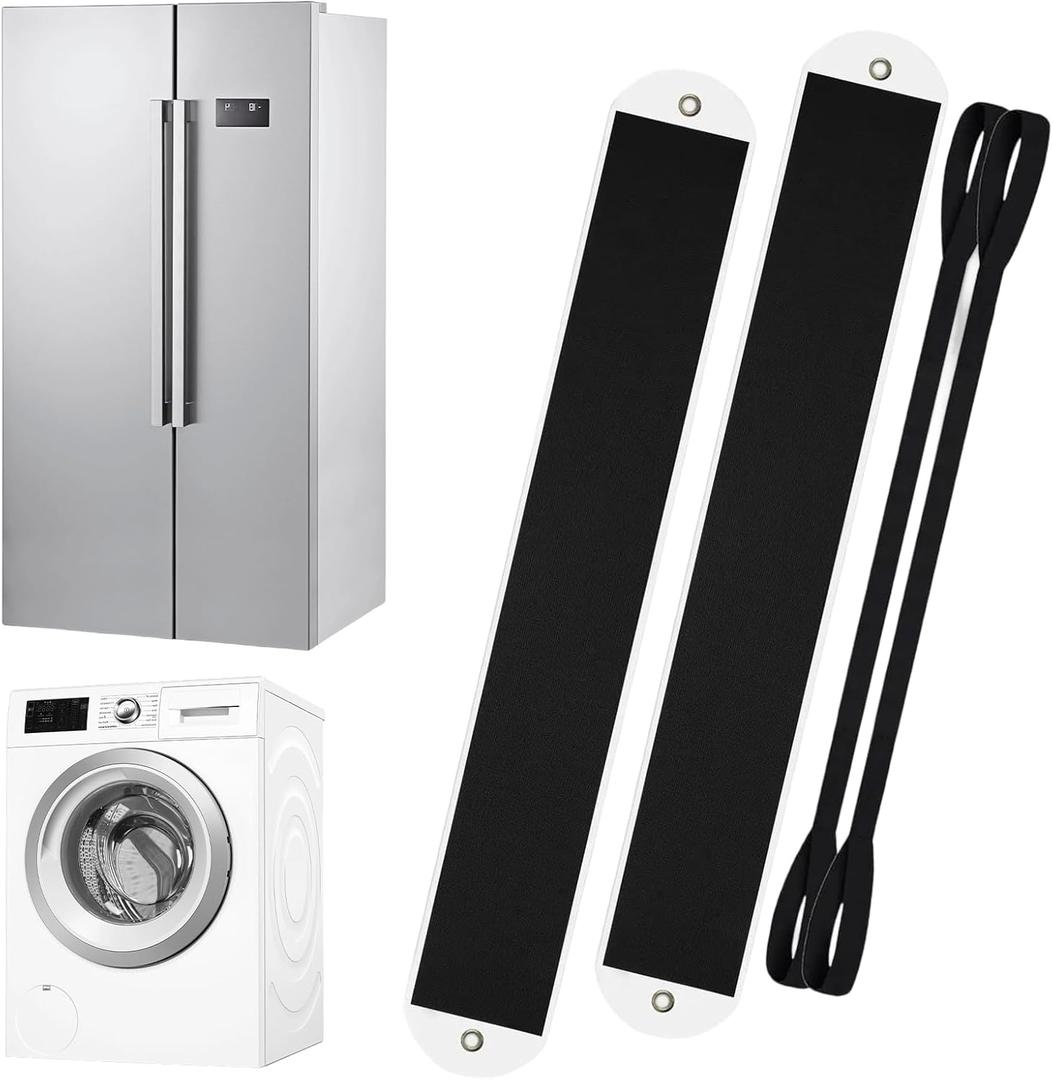 Appliance Furniture Sliders for Heavy Duty Carpet/Hardwood - 660lb Capacity 2-Pack, Thick Non-Scratch Moving Pads for Refrigerators, Safes - Reusable Appliance Mover with Pull Straps (2.5ft) (6.7IN*30IN)