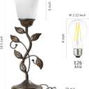 Set of 2 Touch Farmhouse Bedroom Table Lamps, Nightstand Vintage Flower Lamps with 2 USB Ports, 3 Way Dimmable Leaf Lamp for Living Room with White Glass Shades, Bulbs Included