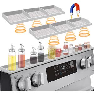 Hydream Stove Top for Silicone Shelf,30 Inch Magnetic Shelf Over the Stove Spice Rack of,Kitchen Organizer Magnet Above Stovetop Flat Back of Storage Suctioned-Light Grey