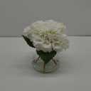 Hollyone Hydrangea Artificial Flowers with Vase White Silk Fake Flowers Arrangements in Glass Vase with Faux Water for Home Bathroom Office Table Centerpiece Shelf Decorations
