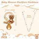 Coume 36 Pcs Shower Party Pacifiers Necklace Bear Bottle Acrylic Pacifiers Charm Pacifier Chain for Guests Gender Reveal Party Favors Prize Table Scatter (White,Brown,Elegant)