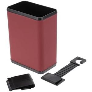 INFINAUTO Car Trash Can Front Rear Seats 3.9" Length 2.4" Width 5.5" Height Auto Trash Bin Faux Leather ABS Wine Red Hanging