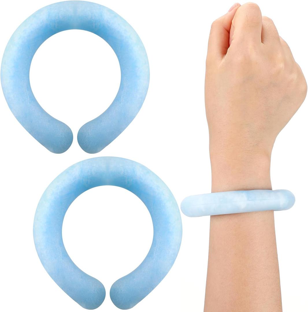 2 Pcs Ice Wrist Cooler Wrist Cooling Tube Hand Cooling Wristband Reusable Wearable Tube Ice Bracelet Gel for Hot Weather Summer Outdoor Indoor Heat Dissipation(Blue)
