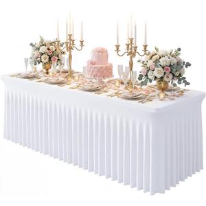 White Spandex Tablecloth for 8FT Rectangle Tables, Table Skirt
30x96 Inch Stretch Table Cloths Elastic Fitted Tables Cover for Wedding Parties Birthday Banquet Baby Shower Events