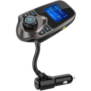 Nulaxy Bluetooth Car FM Transmitter Audio Adapter Receiver Wireless Handsfree Car Kit TF Card AUX 1.44 Display  KM18 Brown